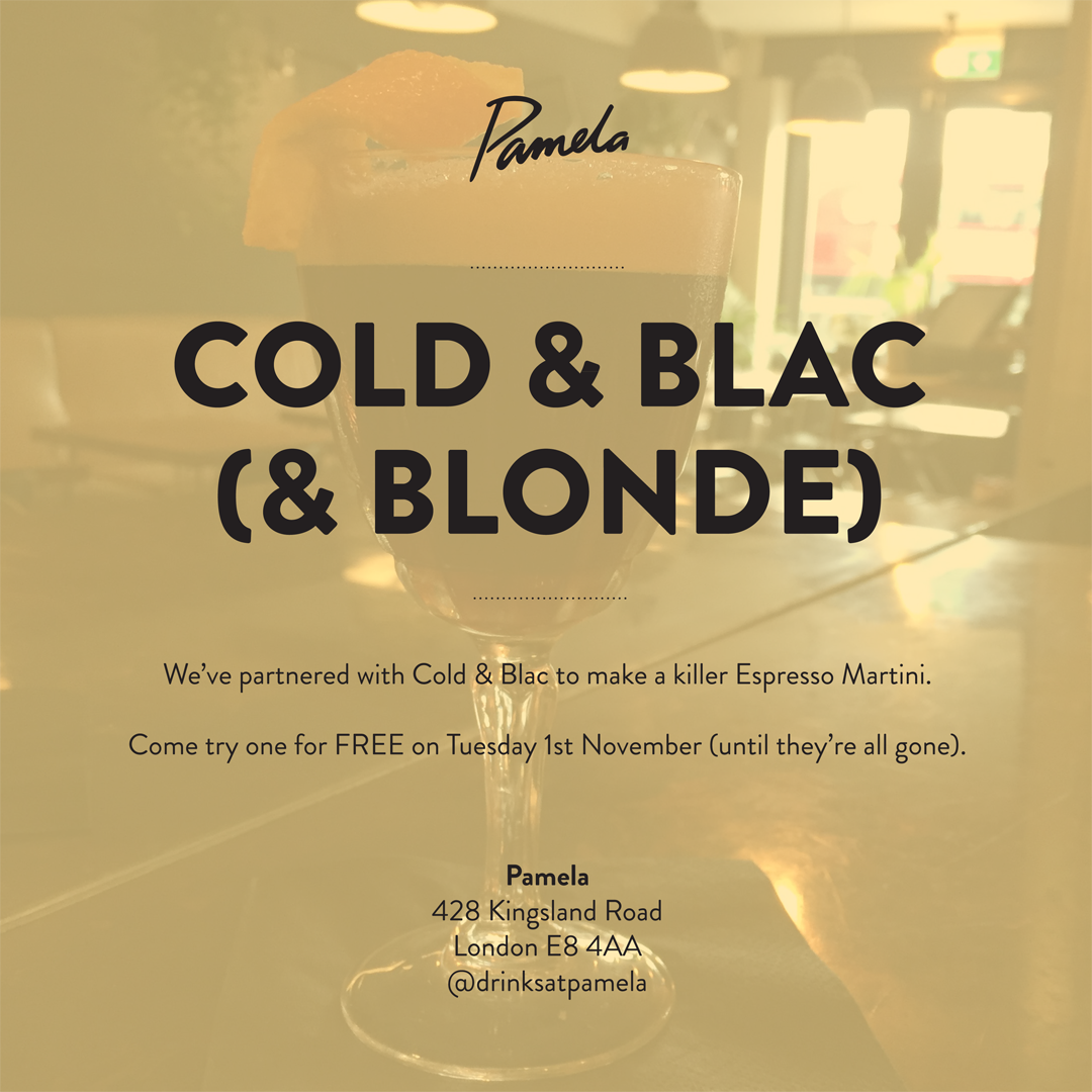 Tasty sounding collab here between our friends <a href="/coldnblac/">Cold & Blac</a> and <a href="/drinksatpamela/">Pamela</a> Espresso Martini time ;-)