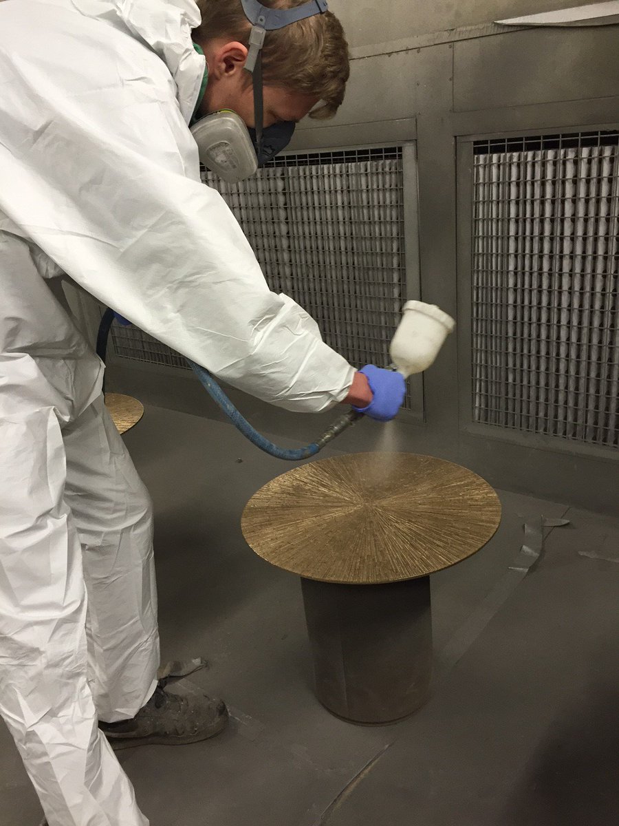 Richard_AJ_Hart's tweet photo. Bespoke gilded surface being high gloss lacquered @DecorusDesign #furnituredesign #bespoke #gilding #manufacturing #madeinengland https://t.co/n2qAvJjWxd