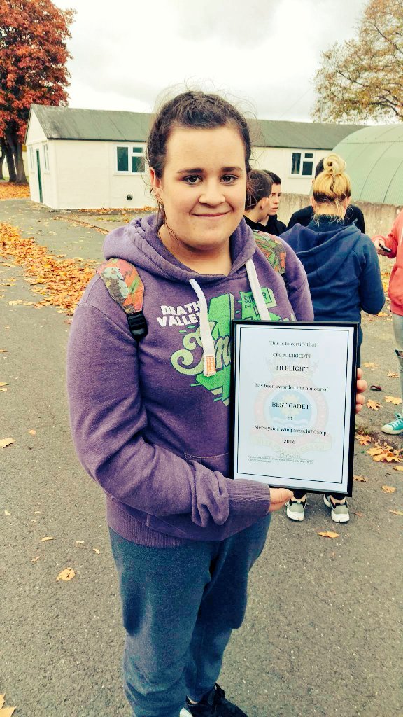 BZ to Megan of <a href="/SCCWallasey/">Wallasey Sea Cadets</a> who won #BestCadet in her flight at <a href="/MerseysideWing/">Merseyside Wing</a> Camp! A credit to <a href="/Captain_SCC/">Captain Sea Cadets</a>