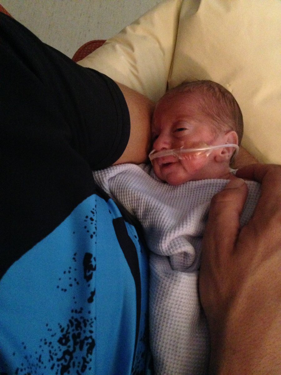 ssowney's tweet photo. Our beautiful baby boy on his daddy. He's now 5 weeks old but 30 weeks gestation! #gofundme #preemie #babydeclan https://t.co/QNKmu5qdQe