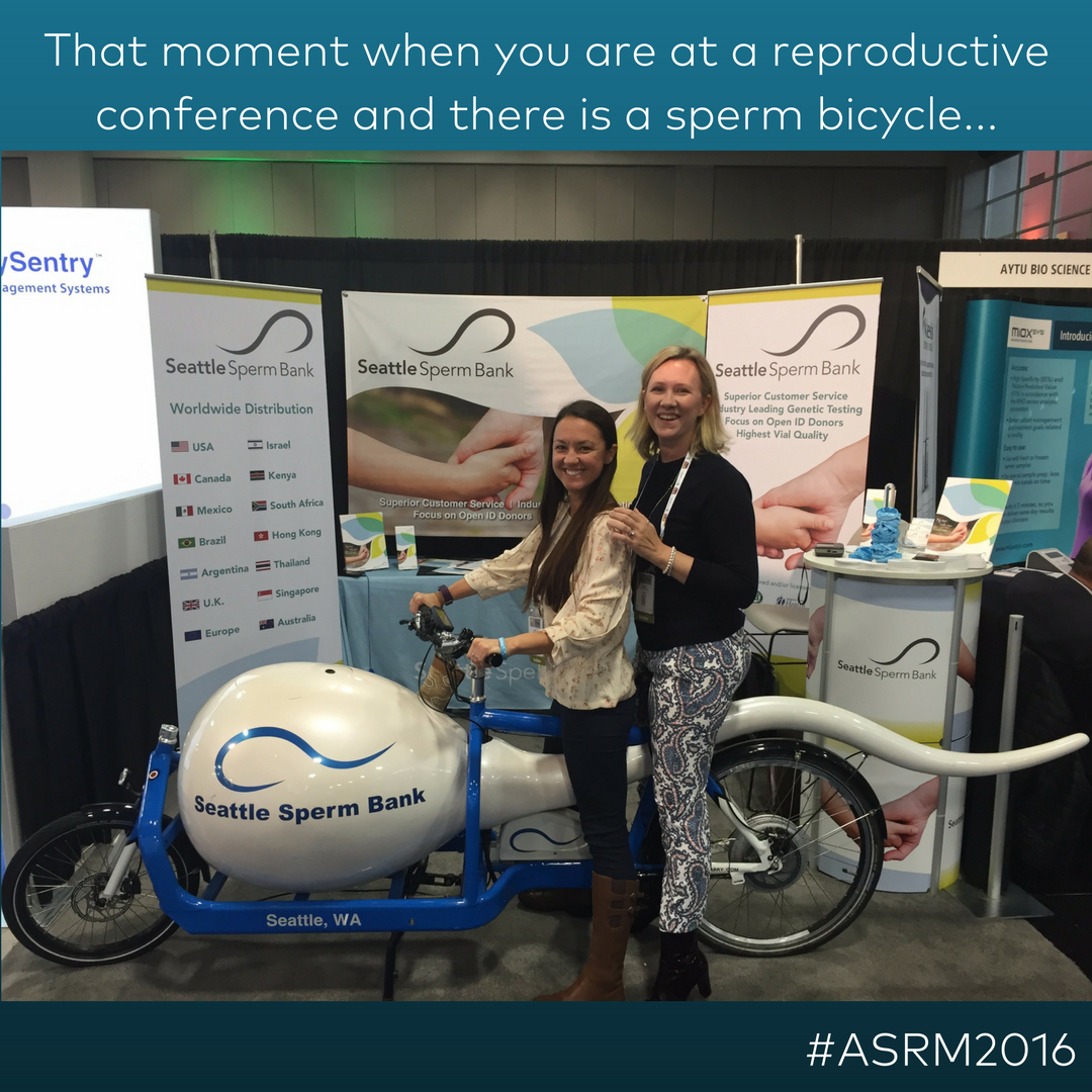 Kindara_Inc's tweet photo. #FlashbackFriday to that moment last week when @drmuenke &amp; Lorry decided to ride a sperm-bike at #ASRM2016 #reproductiveconference https://t.co/xXnmjJsmv3