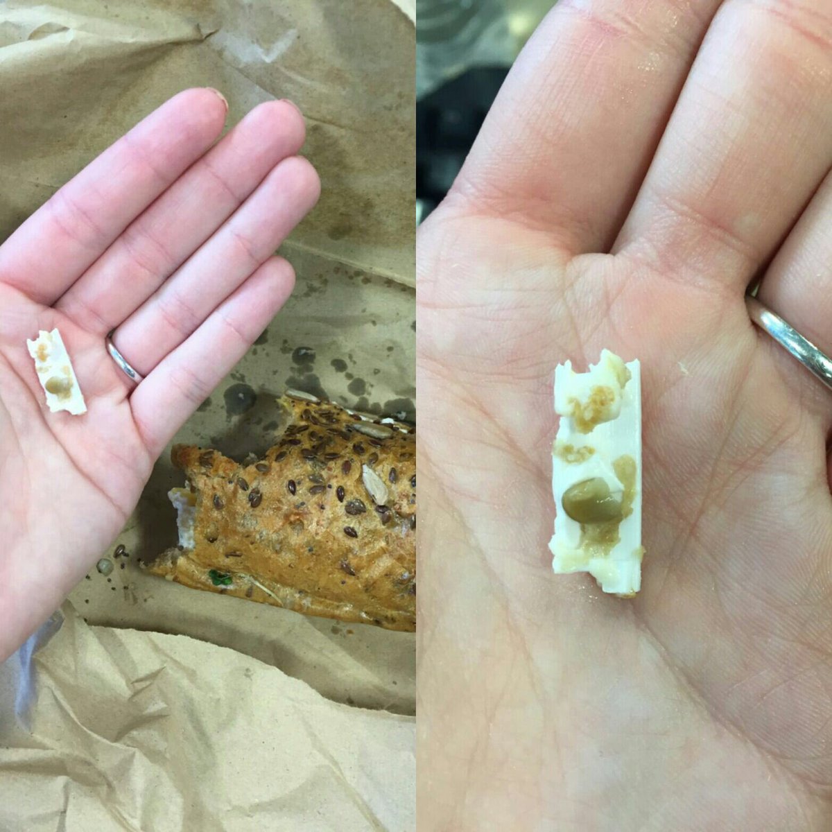 Leanner57's tweet photo. @Wenzelsthebaker just found this bit of plastic from my baguette, bought in Wenzels Uxbridge. Disgraceful, never eating there again!! https://t.co/V1IouRsWQI