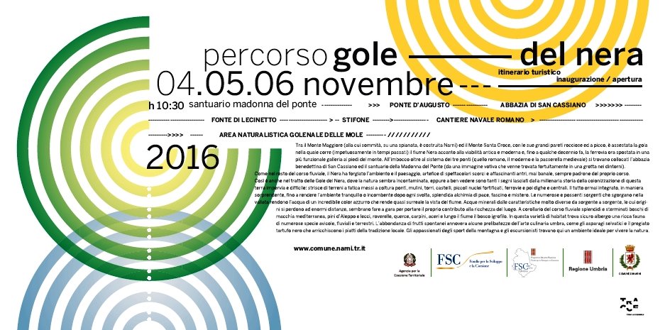 ComuneNarni's tweet photo. Sabato 5 novembre alle ore 10.30 inaugurazione percorso #goledelnera #narni @UmbriaTourism @RegioneUmbria https://t.co/8QofBPTj1Q https://t.co/kM5lB3ibyL