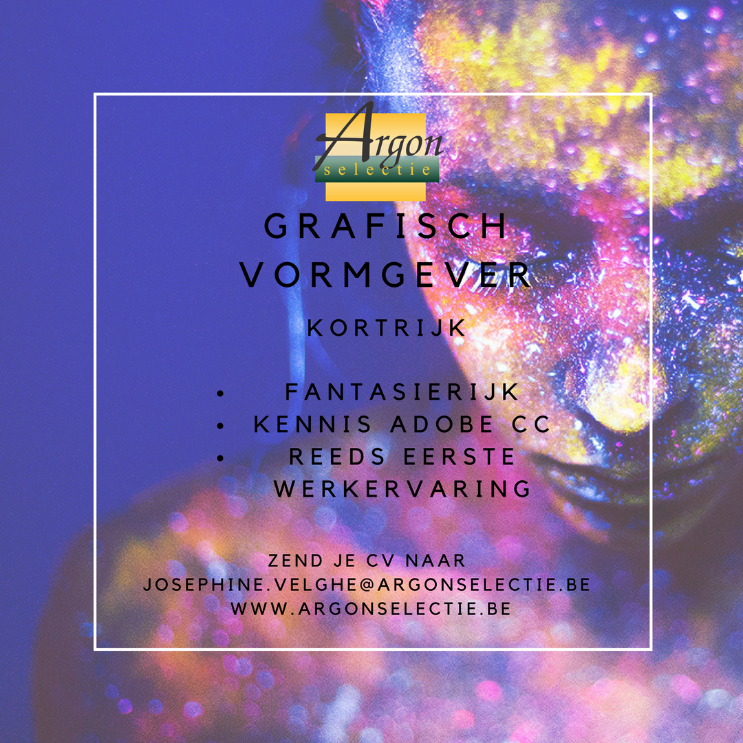 ArgonSelectie's tweet photo. Job of the day: #GraphicDesign #Graphic #Design #AdobeCC #Photoshop #Illustrator #Indesign #marketing #kortrijk https://t.co/EfybwjoCrl