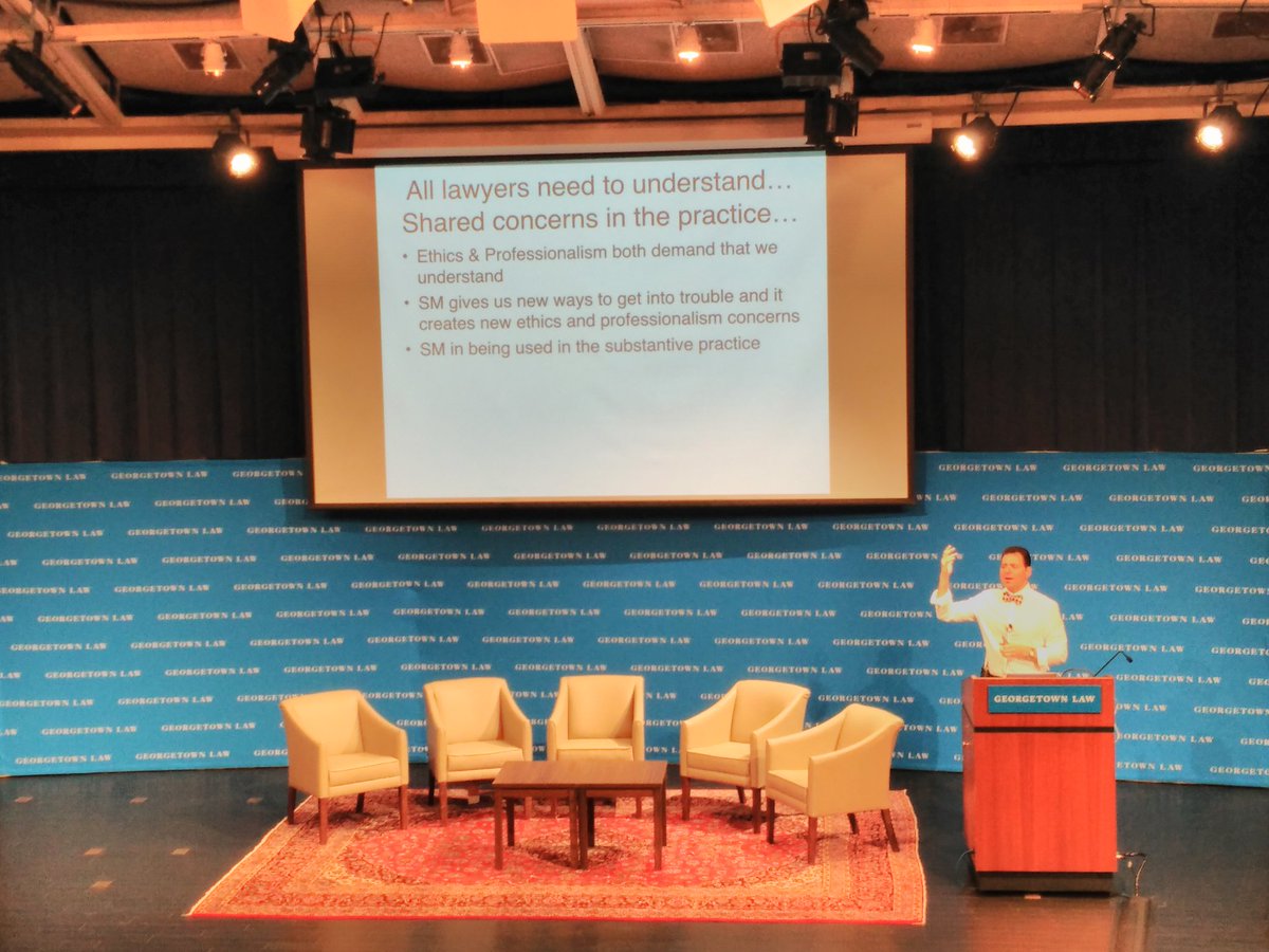 GeorgetownCLE's tweet photo. Stuart Teicher launches us into day 2 of #GeorgetownHLLS with "Tech Tock, Tech Tock: SM & the Countdown to Your Ethical Demise" https://t.co/nX7Utn3Tyf