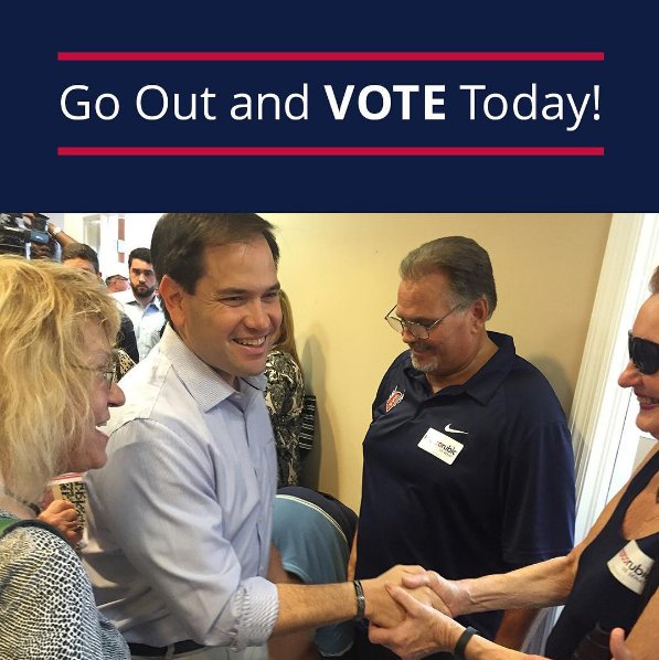 sues711's tweet photo. FLORIDA: Let's get out and Vote today for @marcorubio! Take nothing for granted. Every vote counts and we need him in Washington.
#TeamMarco https://t.co/2jGOzNiHfL