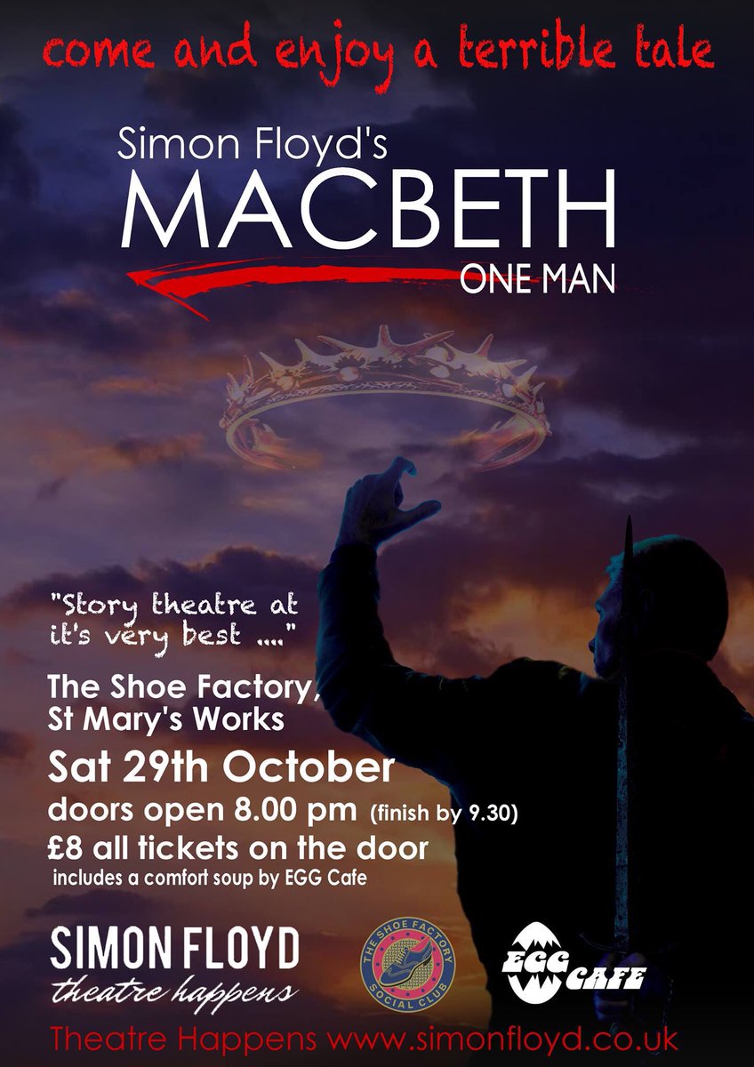 simonjfloyd's tweet photo. Soup and Shakespeare anyone? This Saturday 8 pm - tickets on the door https://t.co/AAYB0kz4Dz