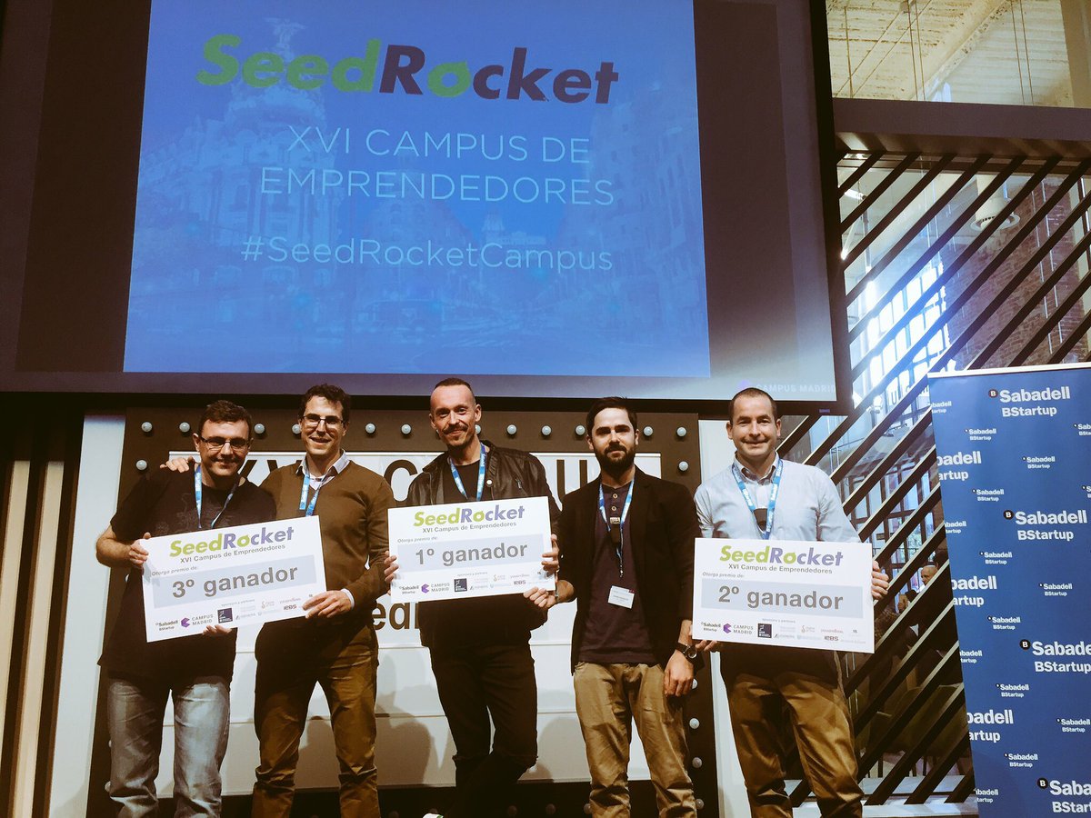 seedrocket's tweet photo. Ya tenemos ganadores del XVI Campus de Emprendedores! Enhorabuena @wossel_es @micoletweb @lyricstraining 🎉🎉🎉 #seedrocketcampus https://t.co/tMkqI9OURP