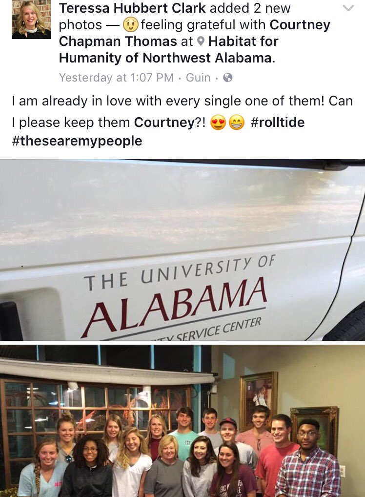 VolunteerBama's tweet photo. @HFHofMarionCty We are so glad that our partner @HFHofMarionCty loves our @UAStudents as much as we do! #fallbreak16 #gobeyond #beyondbama https://t.co/qSNiviFHUK