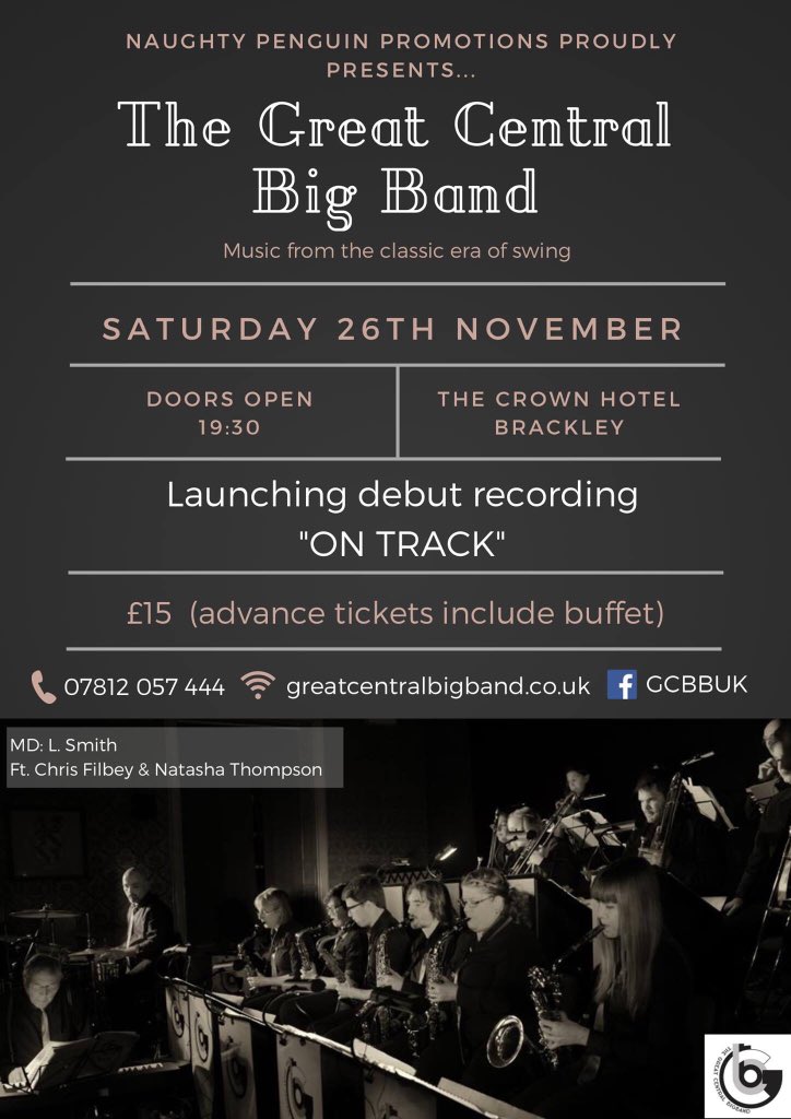 GreatcentralB's tweet photo. Tickets selling fast please come and be part of our album launch #jazz #swing #glenmiller #buddyrich https://t.co/Nx5GjR1oxm