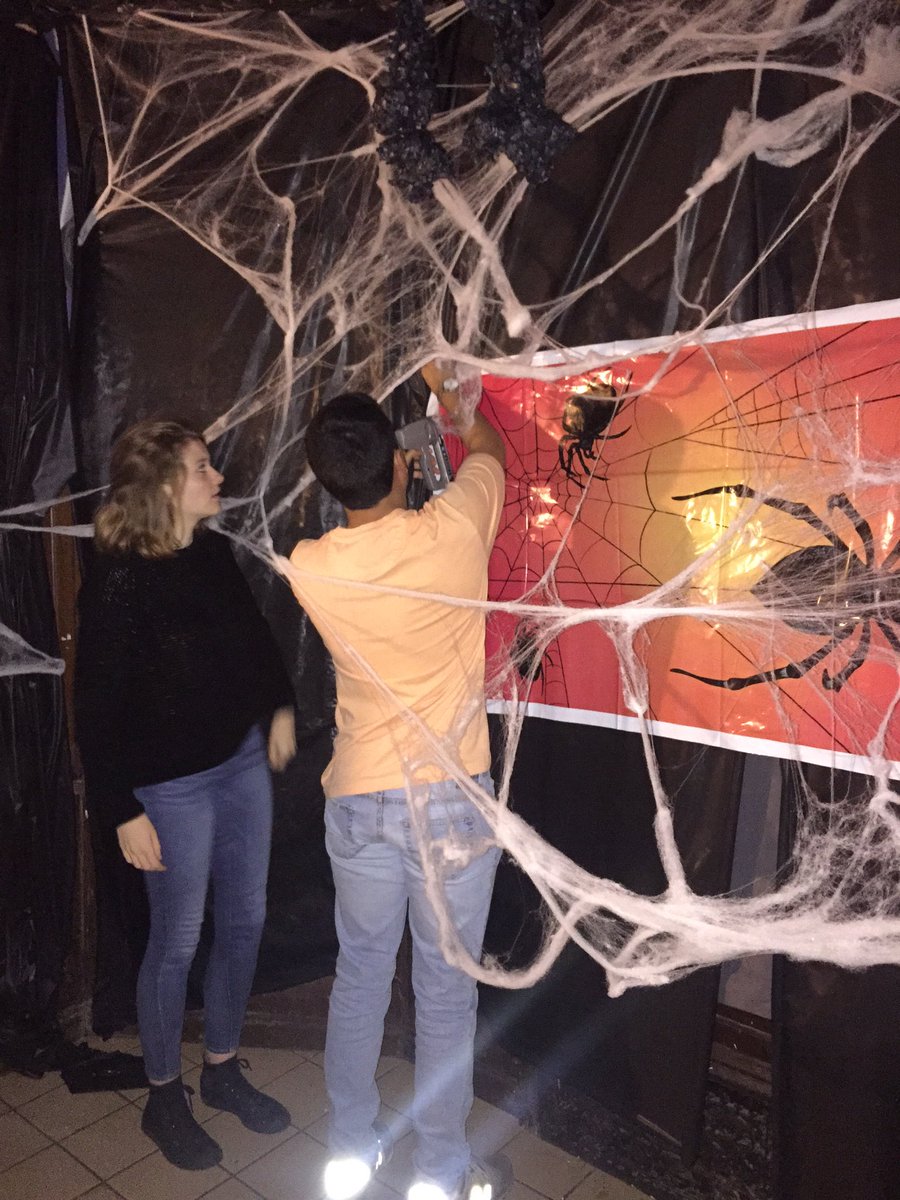 Setting up for our annual Haunted House with our good friends of Chi Omega! Haunted House open from 6-8 on Monday at 249 N Charlotte #spooky