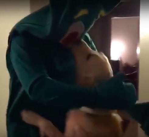 Dog meets favorite toy gumby