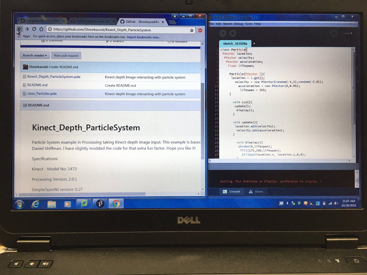 soillla's tweet photo. Looking for and attempting to edit a pre-existing code for the Kinect! #accessinginfo #engineeringHTHCV https://t.co/yuK0GEIEj5