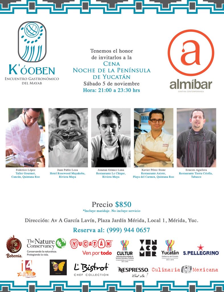 AlmibarMid's tweet photo. El Chef Roberto Solís invita a Magna Cena de 8 tiempos con los mejores chef de Q.Roo y Tabasco. Reservas 9991353894 https://t.co/9ELx1QKrOo