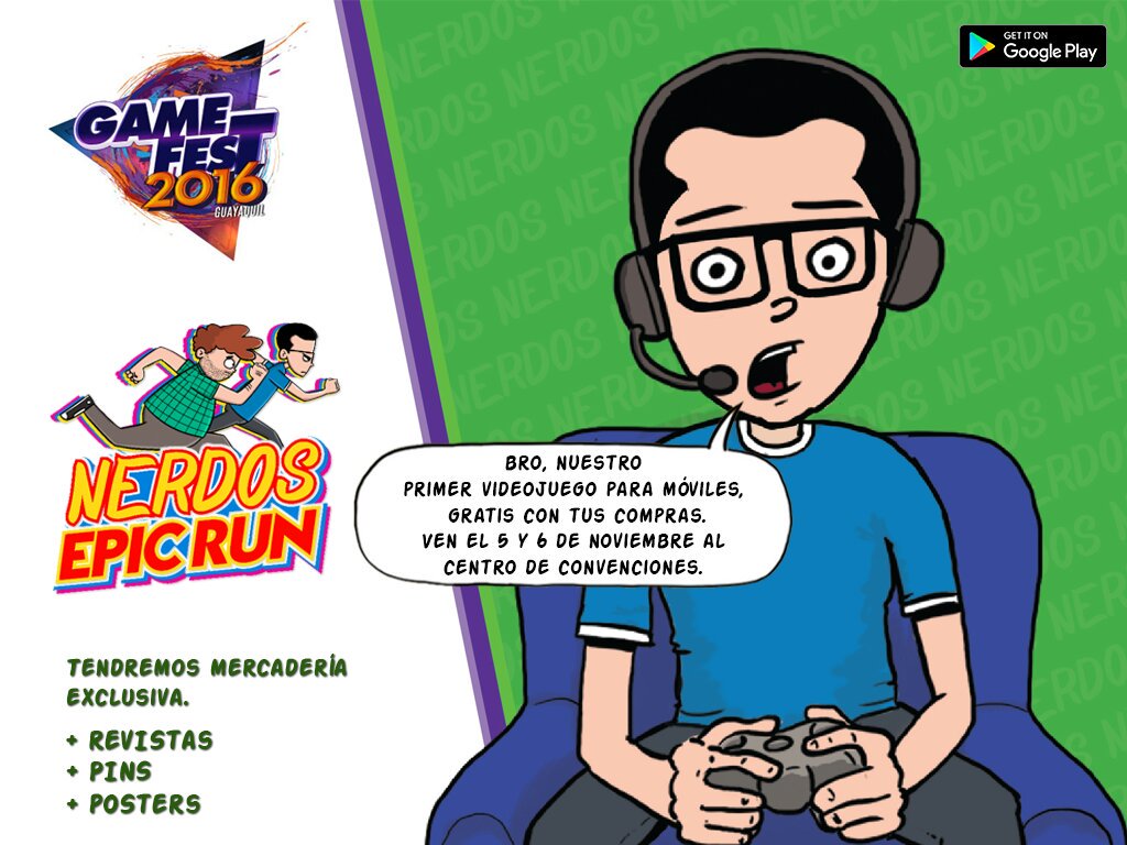 nerdos_ec's tweet photo. Ven al #GameFest2016 a nuestro lanzamiento exclusivo de nuestro primer videojuego para  📱 
Nerdos Epic Run (versión Alpha)  #FelizViernes https://t.co/dM63X4uTaY