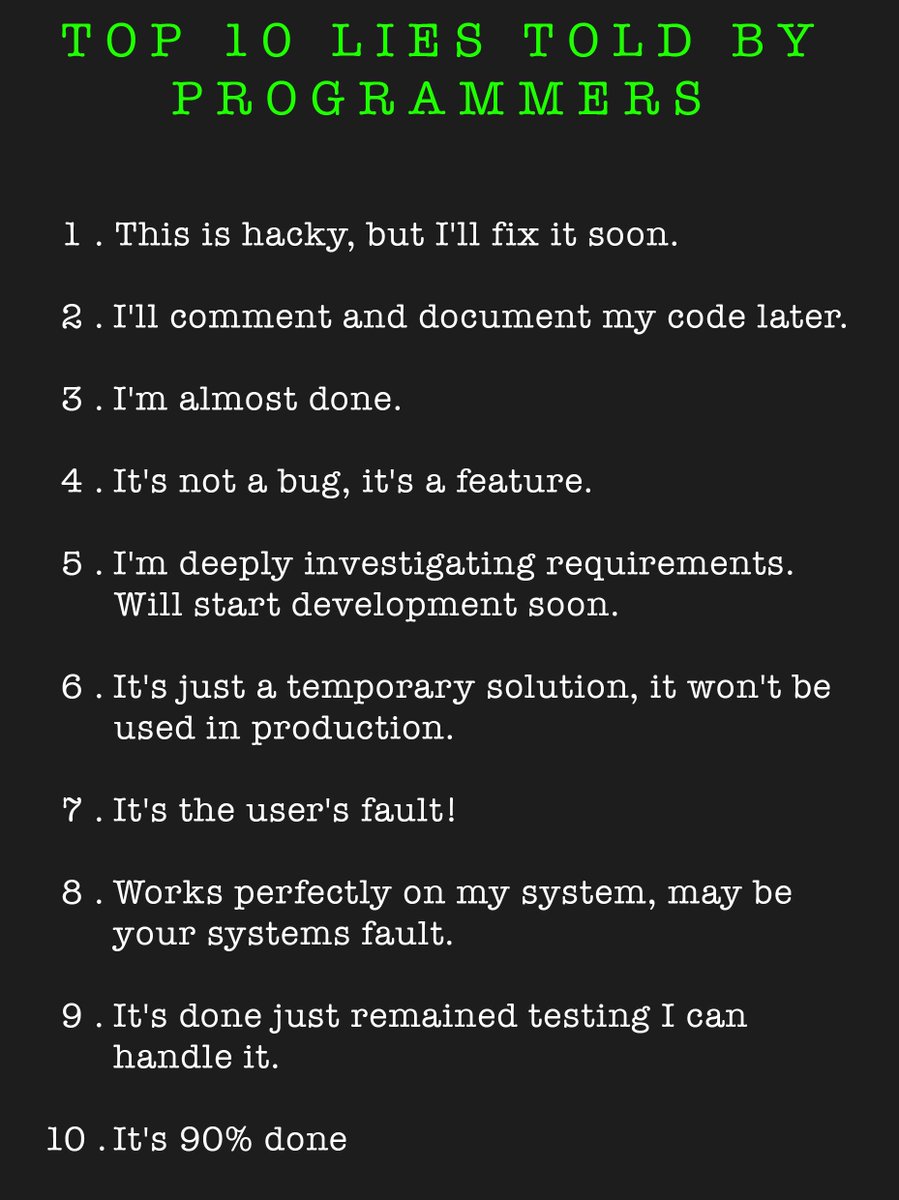 shubham_nocode's tweet image. Top 10 lies told by developers #tech #dev #nodejs #php #github