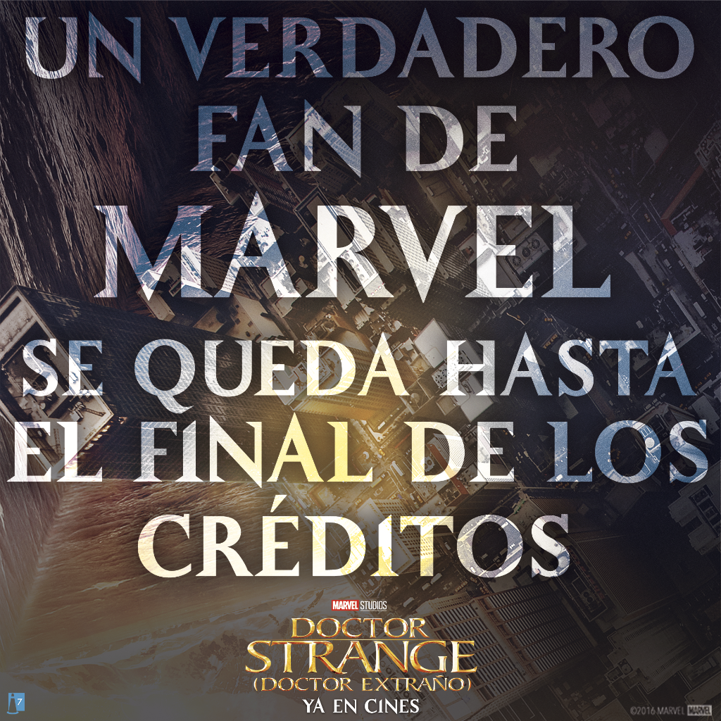 MarvelSpain's tweet photo. Ese momento de complicidad cuando ves que alguien más se queda después de los créditos... #DoctorStrange https://t.co/13zVrQMppI