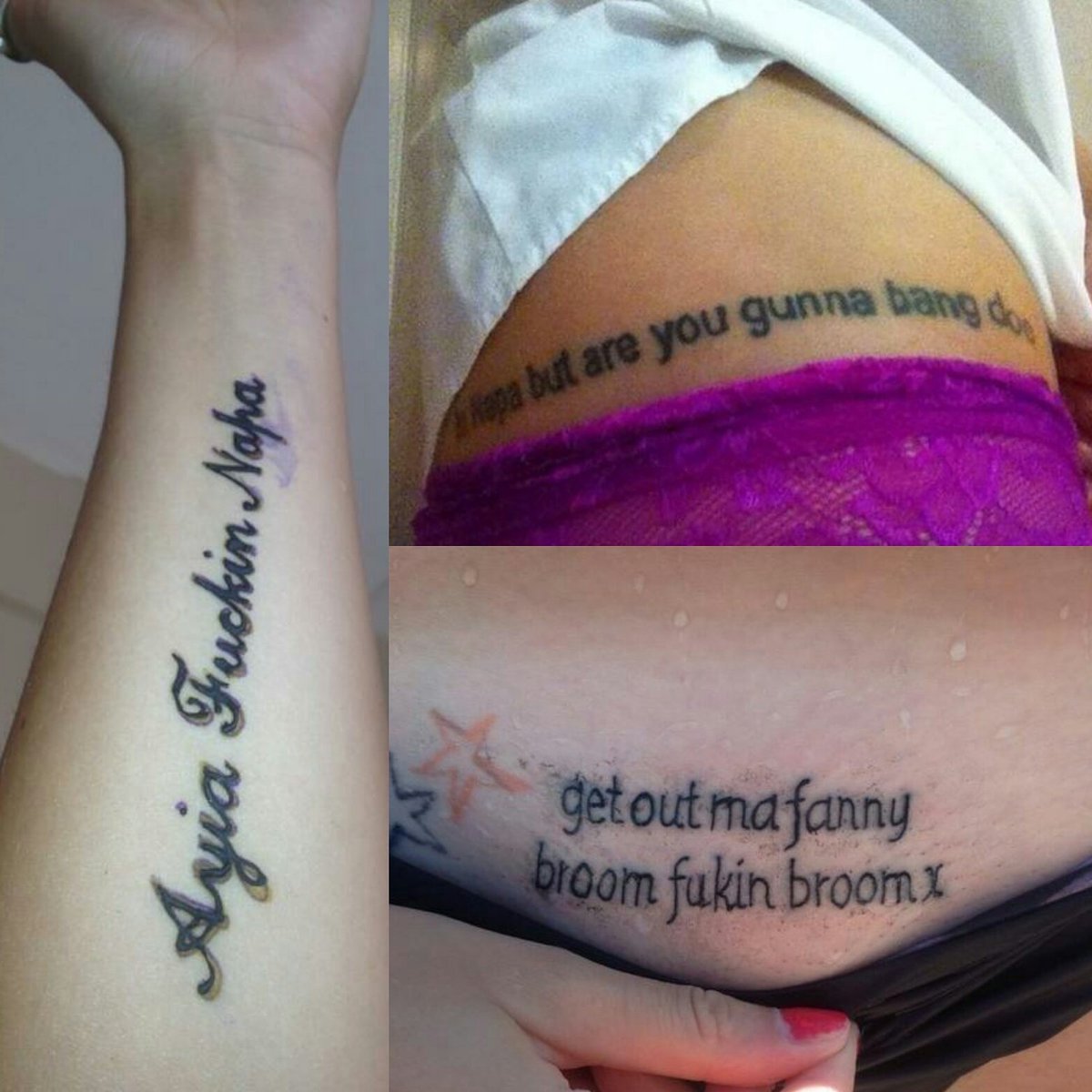 ayianapa's tweet photo. If you didn't get a shit tattoo, did you even really go to Ayia Napa? #Tattoo #AyiaNapa https://t.co/1VfH6As2Ej