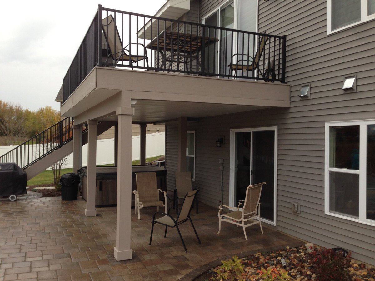 Just Completed <a href="/ZipUpCeiling/">Zip-Up Ceiling</a> - This deck now creates a room to work w/ the patio w/ new post wraps &amp; ceiling #decks #deck #HomeImprovement