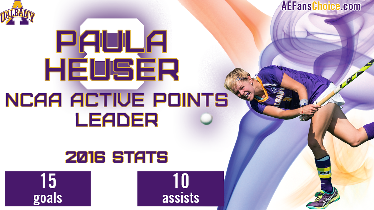 UAlbanySports's tweet photo. Paula Heuser is up for the #AEFansChoice Field Hockey POTY award. We may be biased, but you should vote for her. https://t.co/0FjcKUv5WM https://t.co/G4Ffwvn5Bq