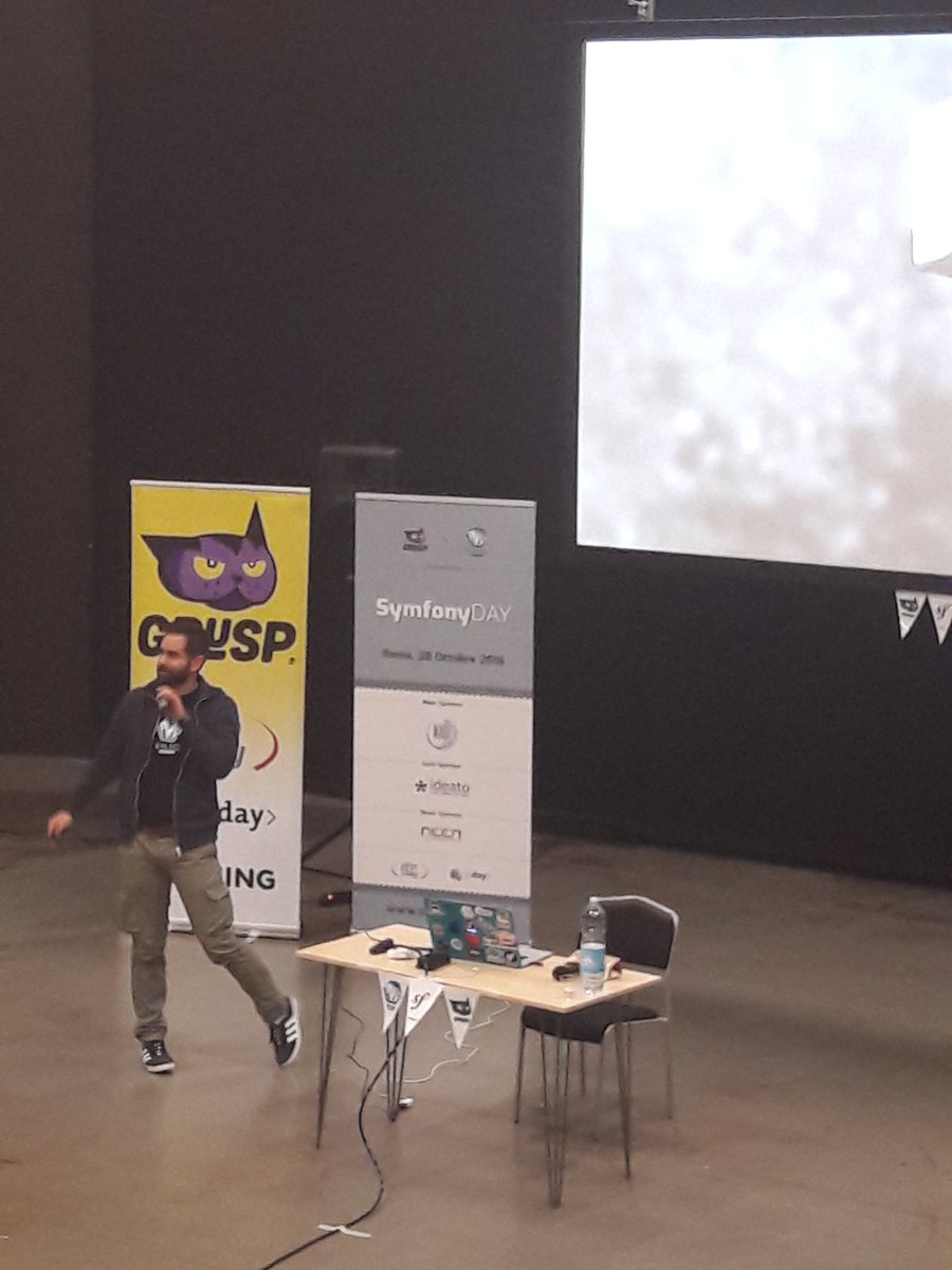 dpmancus's tweet image. @toretto460 on stage at #symfonydayit talking about #doctrine #orm
#symfony
