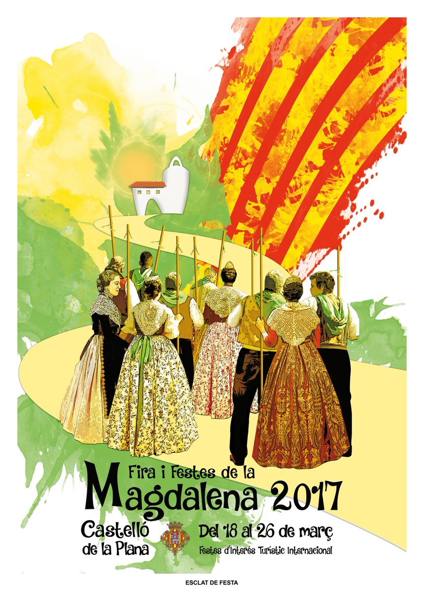 'Esclat de festa', cartell anunciador de la #Magdalena2017. Ha estat triat amb el 43,36% dels 3.570 vots emesos. Gràcies per la participació