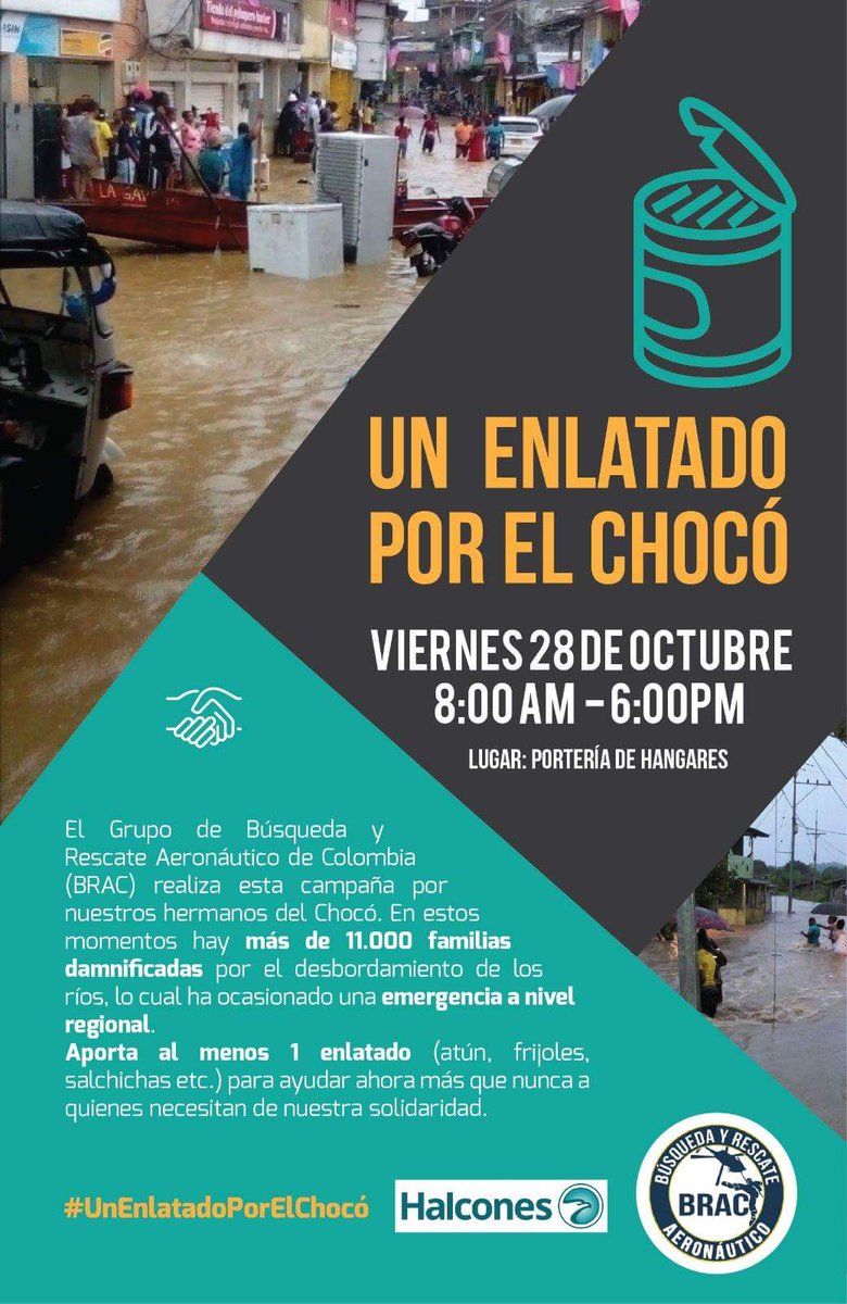 Hoy estaremos todo el día recibiendo sus donaciones! #UnEnlatadoPorElChocó