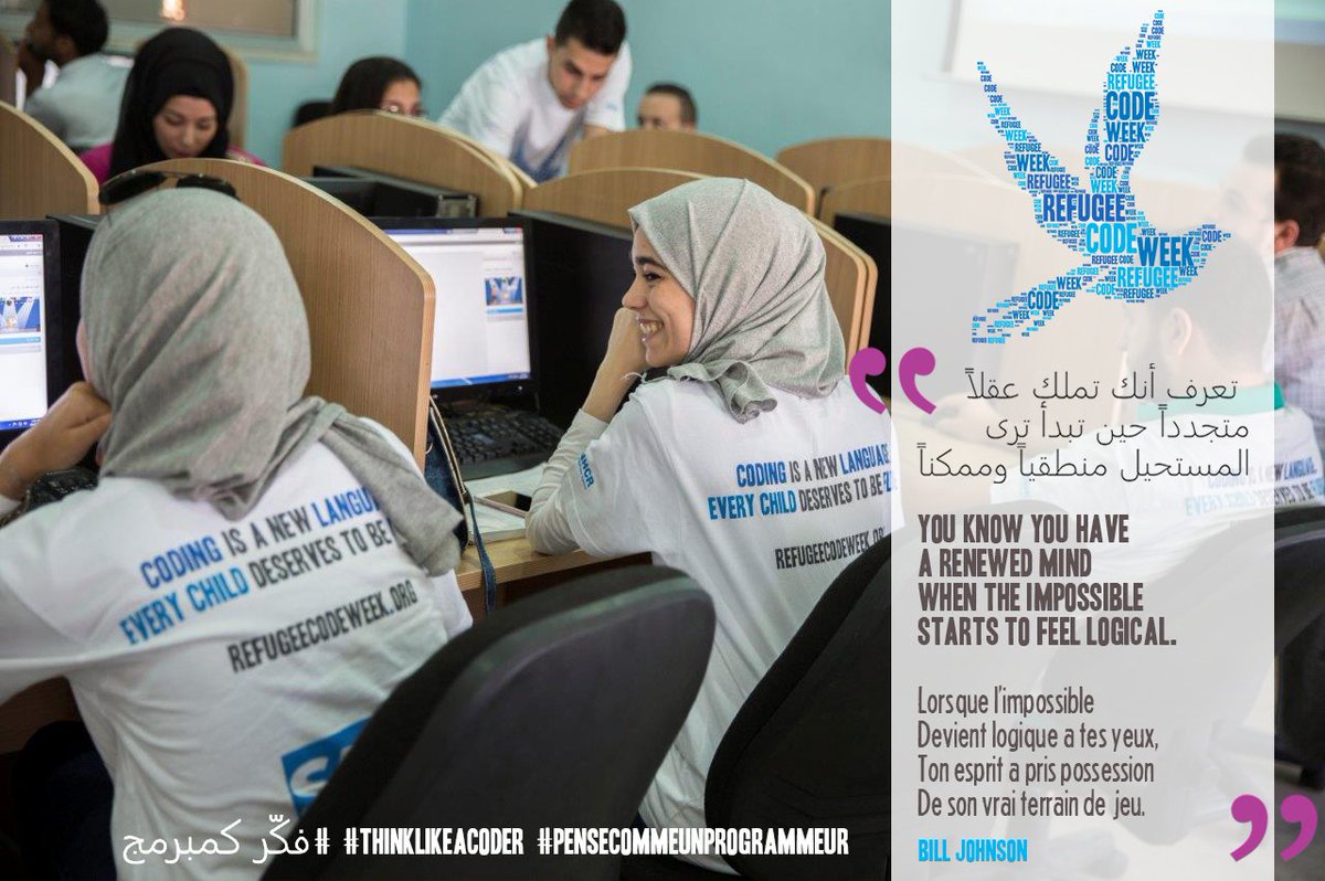 DS4Today's tweet image. #ThinkLikeaCoder :-)
#RefugeeCodeWeek @sap4good @Galwayec3 @unhcr @ReBootKAMP @BHusseini
