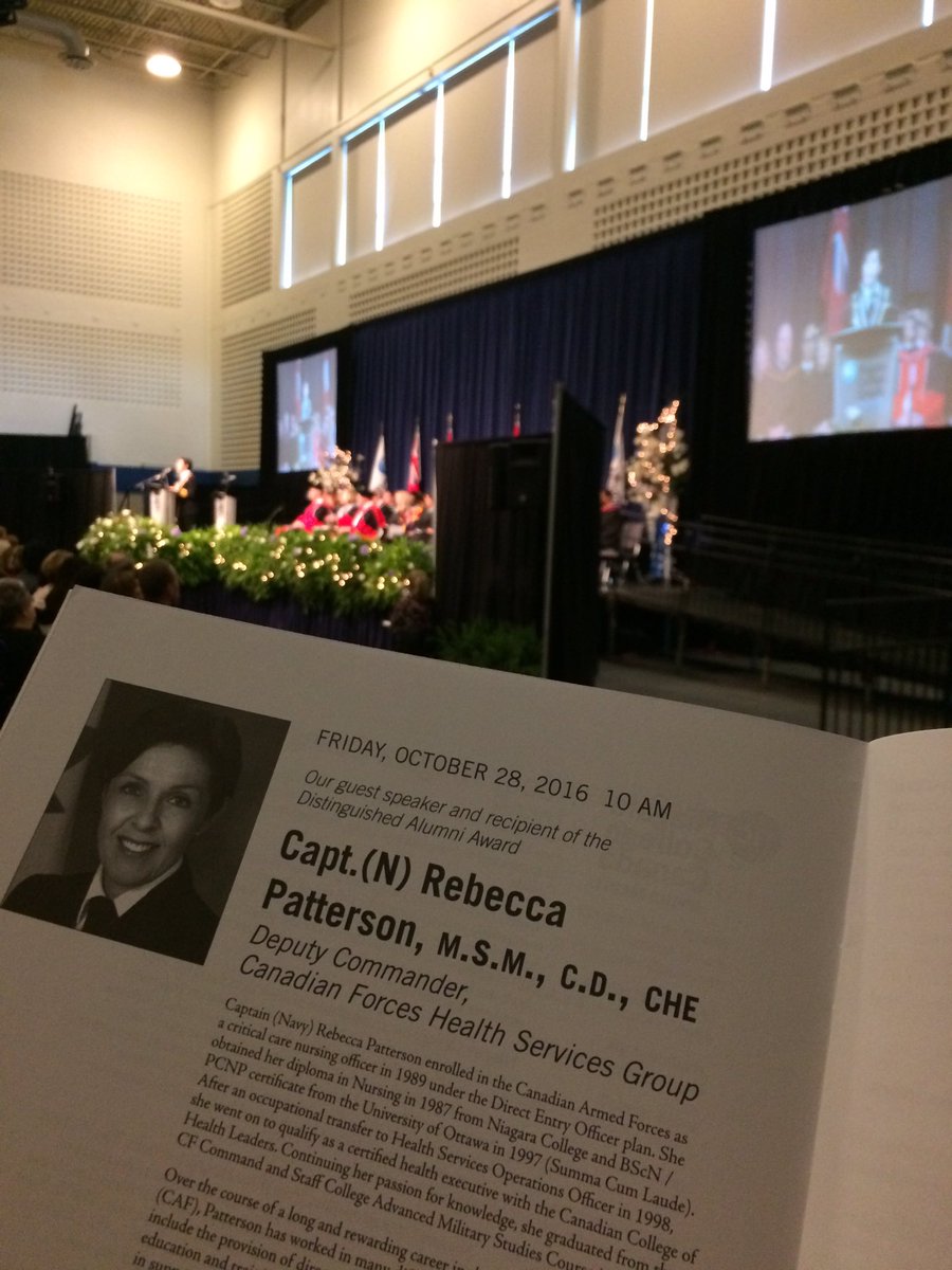 niagaracollege's tweet photo. "No matter where I've been in the world, there's been an insatiable thirst 4 education & healthcare." Captain Rebecca Patterson #NCGrad16 https://t.co/zeL9mSUw8h