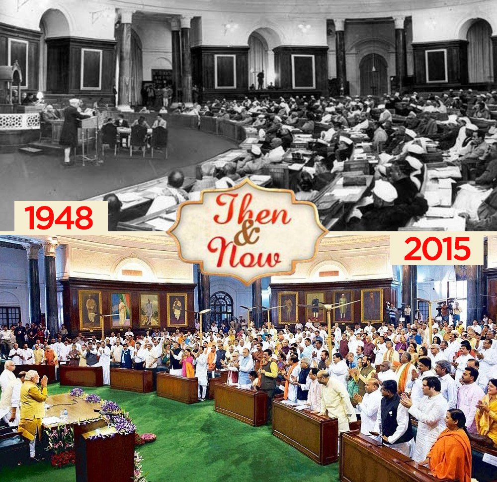 Epicgrams's tweet photo. The parliament house in all its grandeur, almost 67 years apart! https://t.co/LJynovpyqg