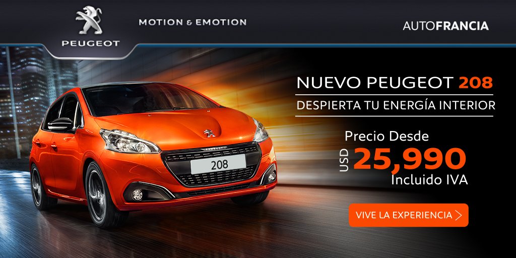 tctelevision's tweet photo. @Autofrancia  Súbete a la libertad y confort del nuevo #Peugeot208 https://t.co/twHc2LpEjg desde $25,990 incluido IVA. https://t.co/tHmZzzUzIc