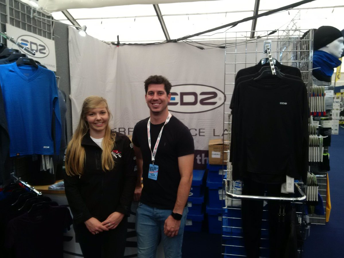 Great to have a catch up with long term EDZ supporter <a href="/crazyhodgson/">Chris Hodgson</a> &amp; welcome fellow rider Kayla to EDZ on our stand at the Dirt Bike Show.