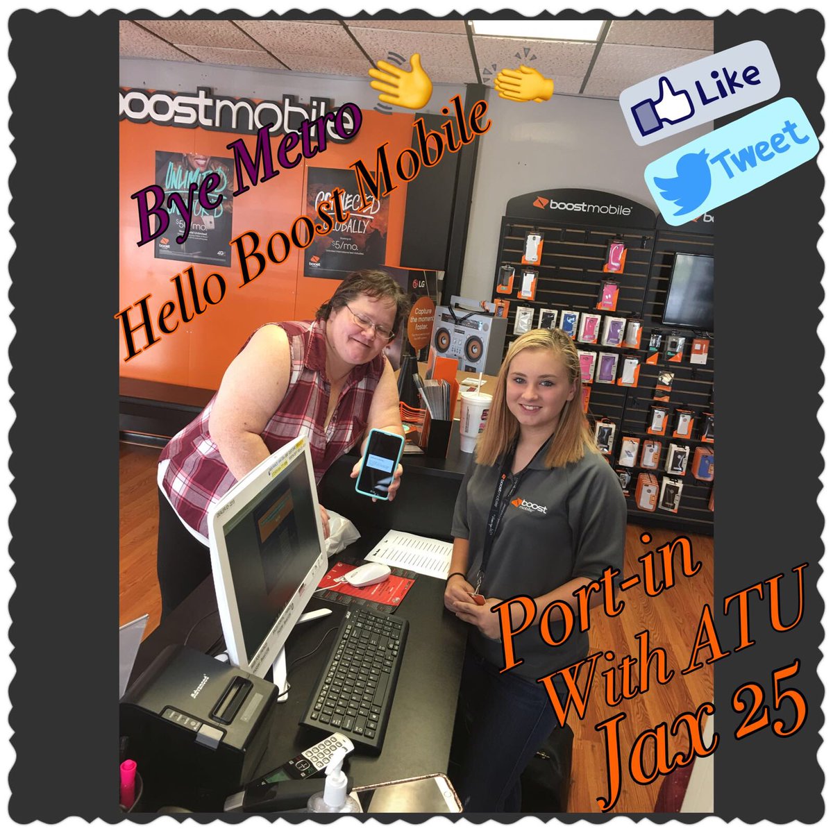 parkwirelessjax's tweet photo. BYE METROOO ππΌ. HELLO BOOSTMOBILE ππ½ππ½ Great savings happy customers #WhereYouAt #unhooked #boostmobile #bymetro #helloboost https://t.co/SBnv3TxPz5