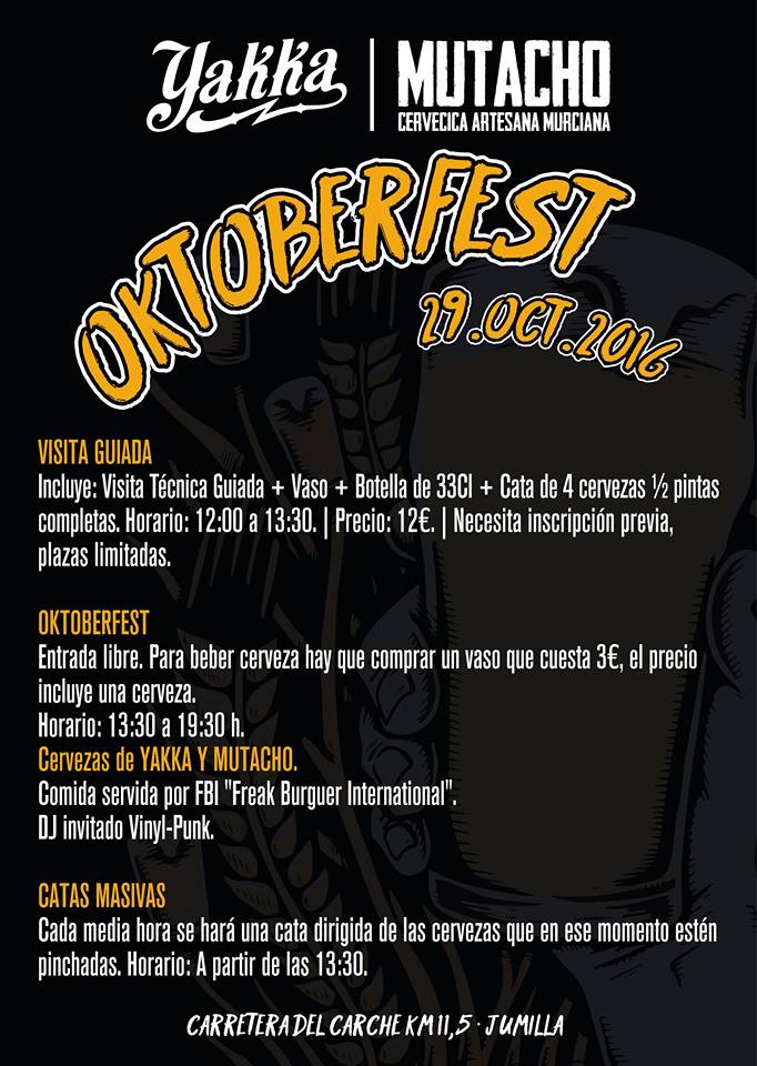 cervezasmutacho's tweet photo. Mañana es el día, si estas cerca ya sabes! #Oktoberfest #CervezasArtesanas #ArtesanasDeMurcia #Yakka #MUTACHO #YAKKEA #MUTACHEA #Murcia https://t.co/p8Ds5SlVwR