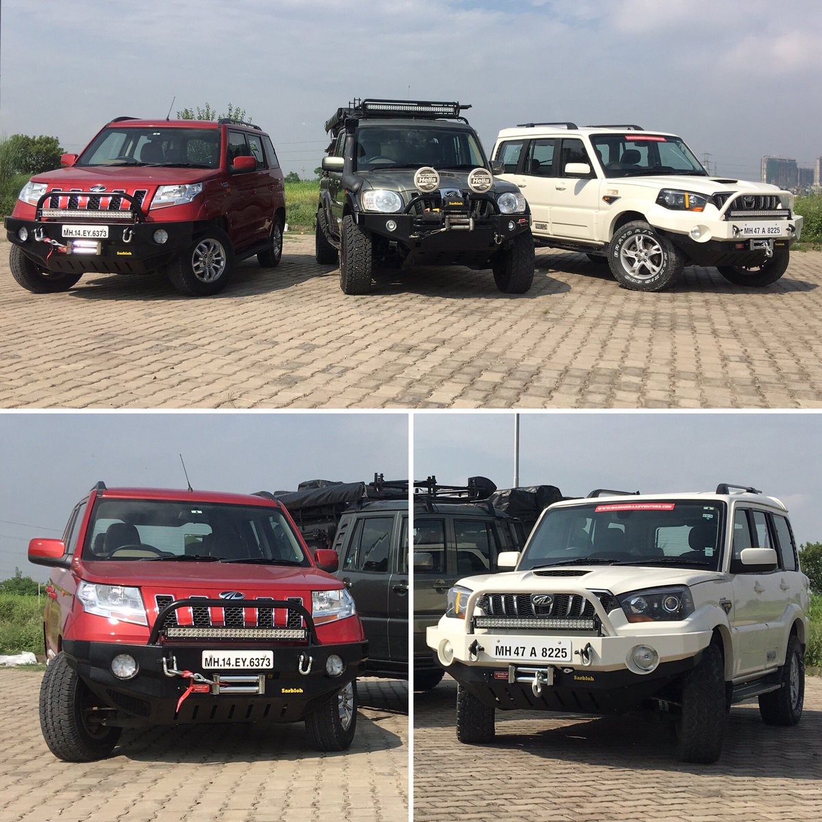 SarblohMotors's tweet photo. #SuperMilo meets it's stable mates - #Mahindra #Scorpio S10 and #TUV300 with touch of @SarblohMotors @GulPanag https://t.co/oIOEWW4oGV