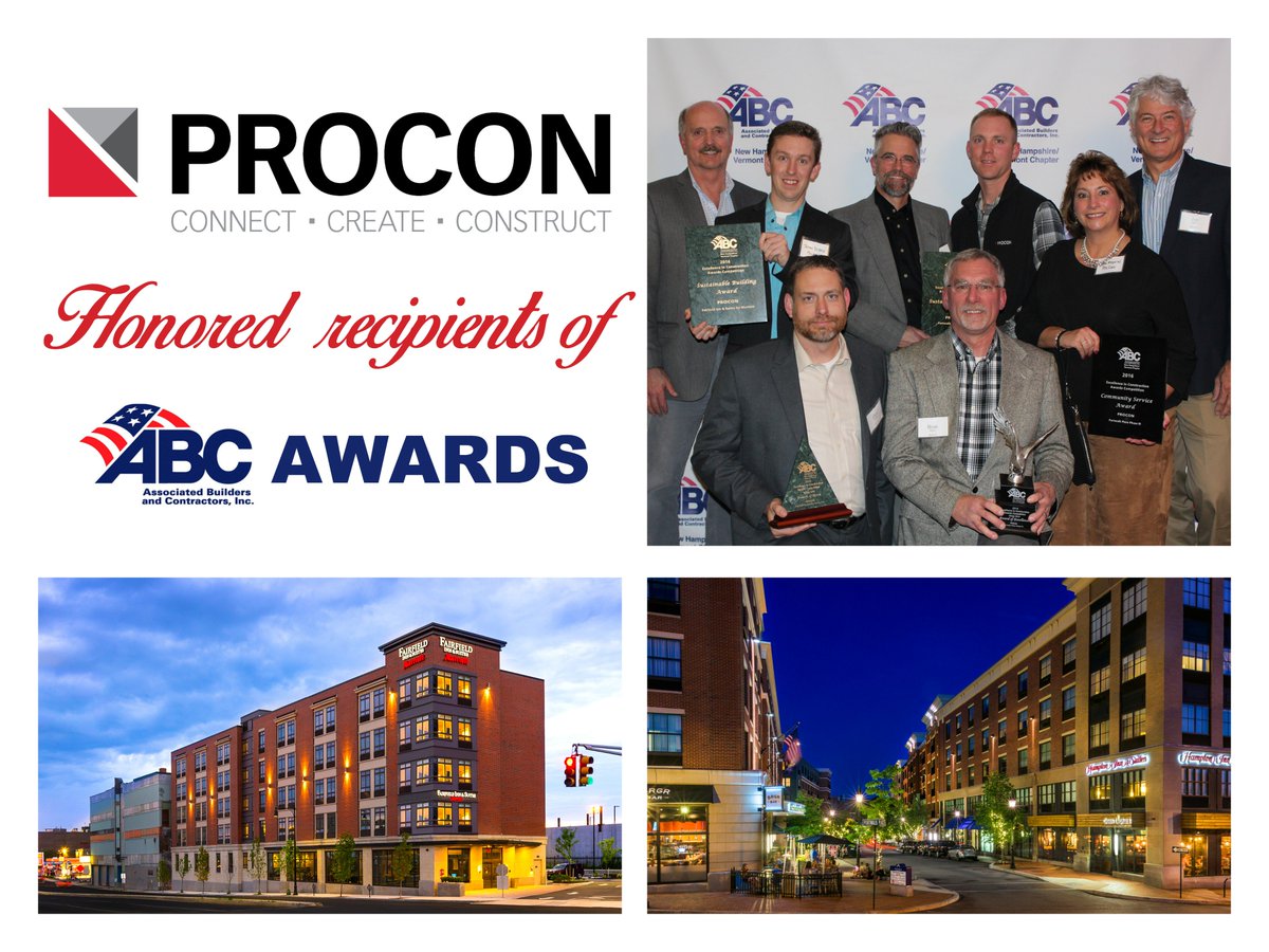 PROCONDsgnBuild's tweet image. We are so honored to receive multiple ABC NH/VT awards for Portwalk Place in Portsmouth, NH and Fairfield Inn and Suites in Cambridge, MA.