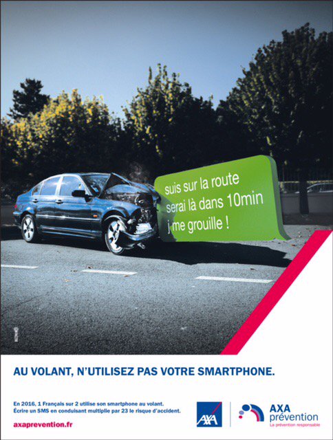 Eric_Lemaire's tweet photo. Attention : écrire un SMS au volant, c'est quitter la route pendant 4 à 6 secondes !!! #prévention @AXAprevention https://t.co/QRXNiRLLoh