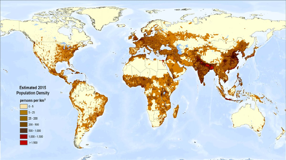 Population Density of the World ecoclimax.com/2016/10/popula… #Maps #Population #World