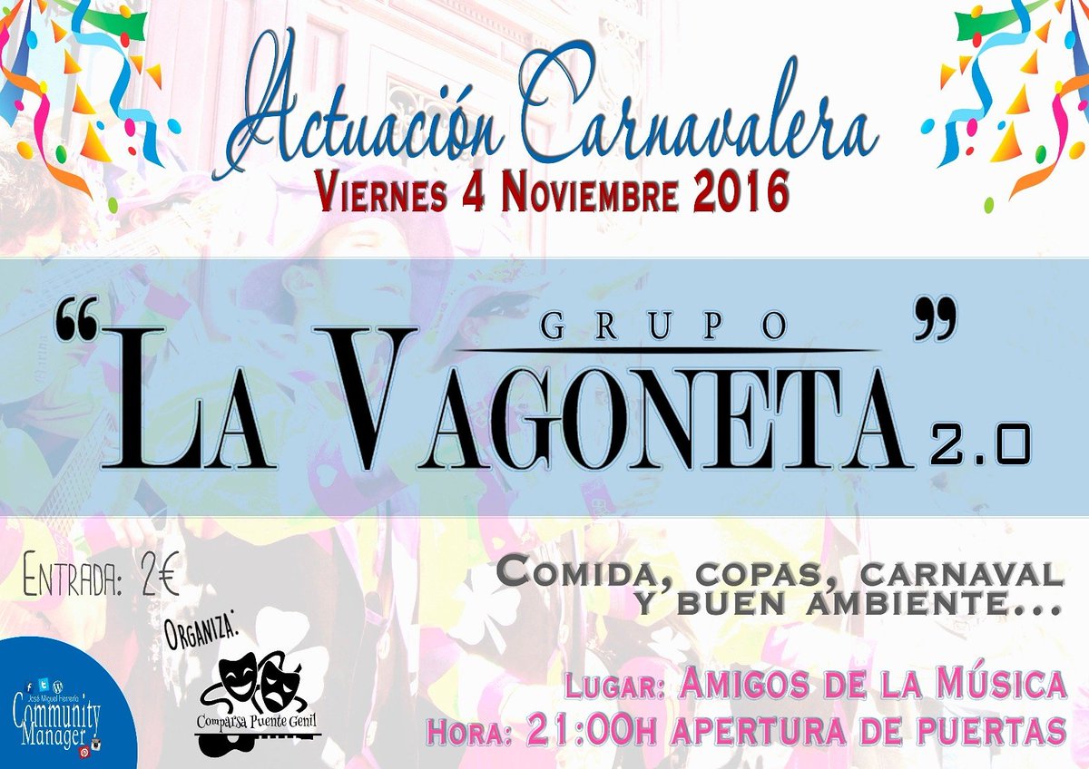 Noche carnavalera en Amigos de la Música día Viernes 4 de noviembre a partir de las 9 de la noche. Te esperamos!