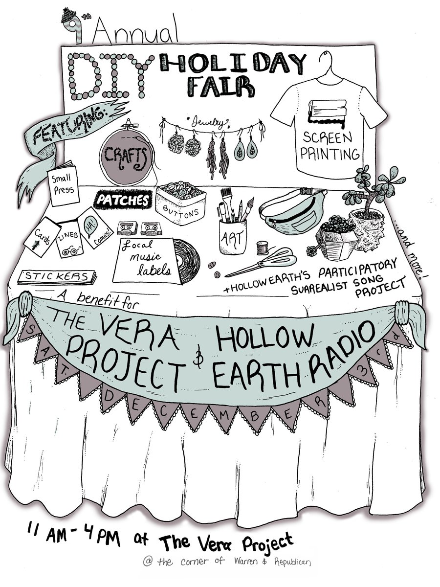 diyholidayfair's tweet photo. @hollowearth @veraproject DIY Holiday Fair is Saturday, December 3rd this year at the Vera Project! Lots of amazing vendors, djs, raffles. https://t.co/4jyQi7GQHX