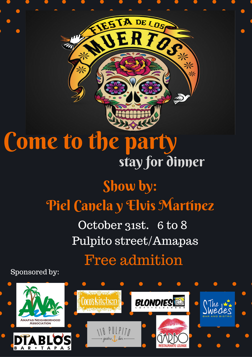 DiaDeMuertosPv's tweet photo. Come to the party and stay for dinner! @CocosKitchen1  @116Pulpito #diademuertospv #puertovallarta https://t.co/0bQJFxYflO