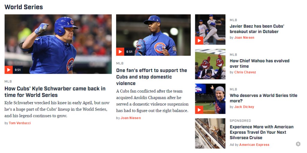 .<a href="/SInow/">Sports Illustrated</a> #WorldSeries coverage... Top 3 articles on the Cubs; 1 on Chief Wahoo.

As always, it's #ClevelandAgainstTheWorld #RallyTogether