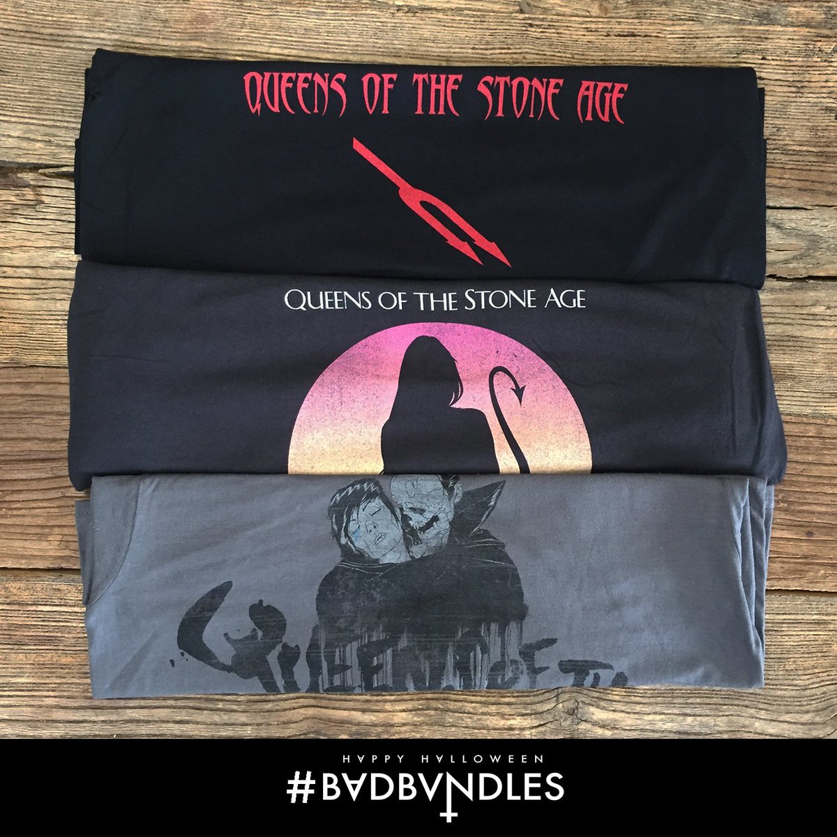 #Badbundles are live! Bring on the forks and devil's tail with these 3 #QOTSA shirts! Get your bundle on here: bit.ly/lfm_bad-bundles