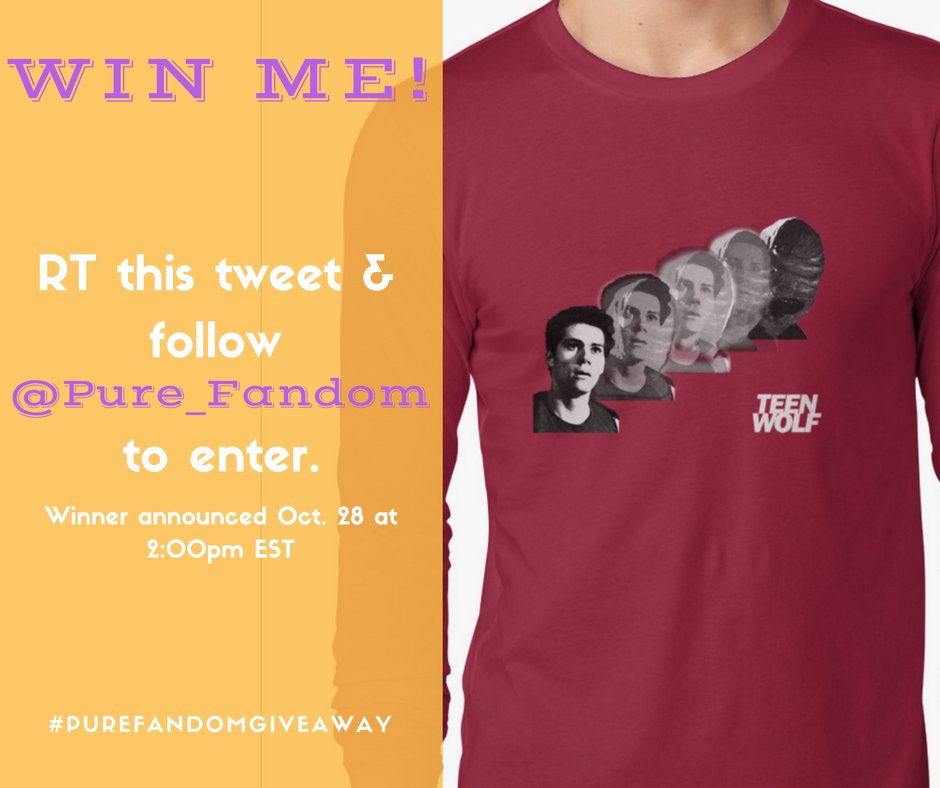 Pure_Fandom's tweet photo. Just 2 hours left! RT &amp; make sure you're following us to be entered to win this #TeenWolf shirt! #PureFandomGiveaway https://t.co/0nFbzNIhIn