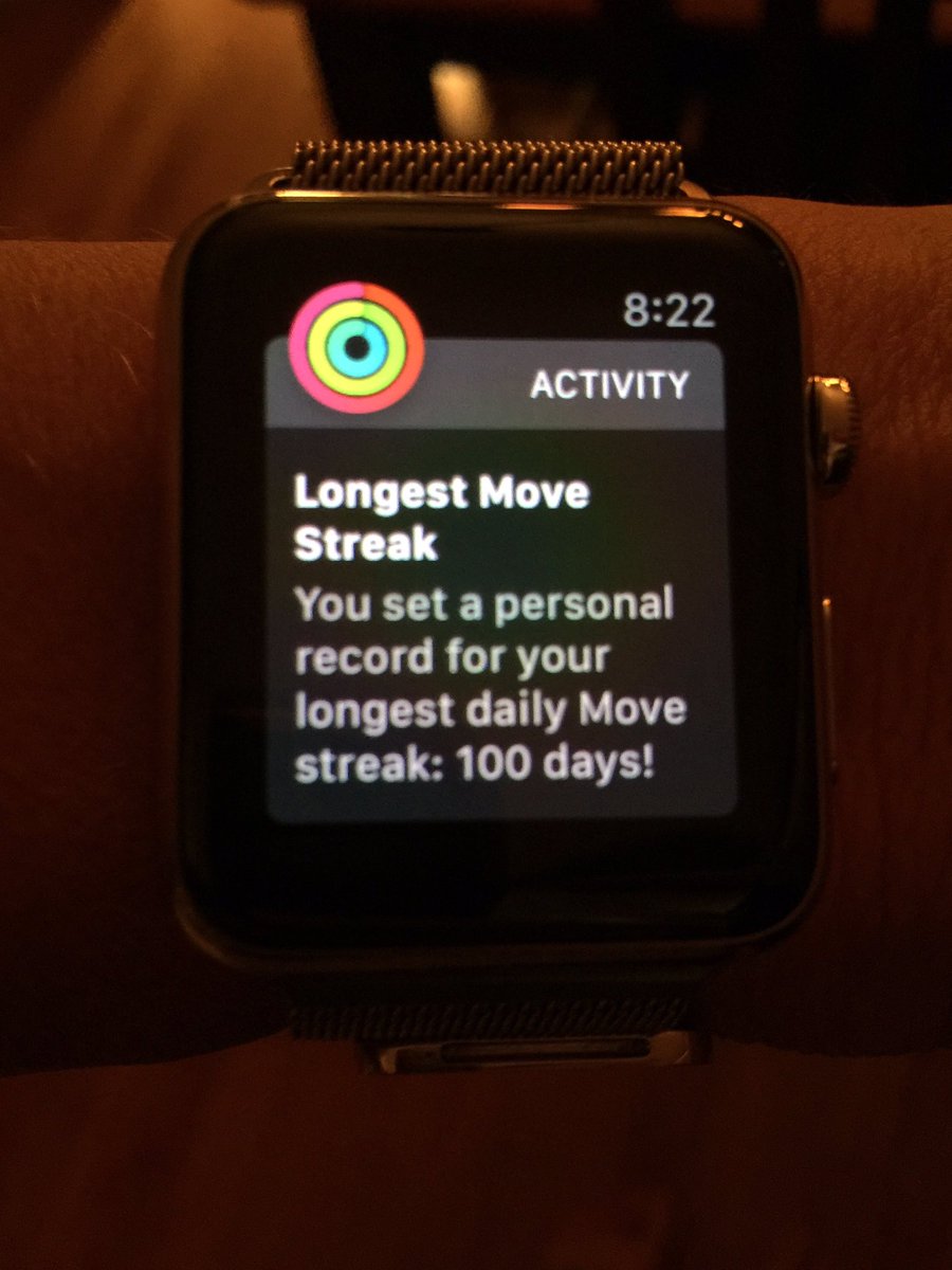 mbrunner262's tweet photo. Made it for 💯 days straight. Now onto the next 💯. #AppleWatch #loveit https://t.co/4eK6EPcLna