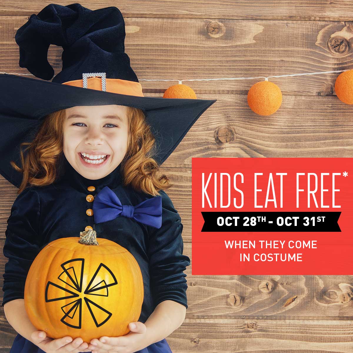 Don't forget! *Kids eat FREE w/ purchase of an Adult Buffet+Reg Drink at participating locations (Limit 1 Kid's Buffet per Adult) #Halloween