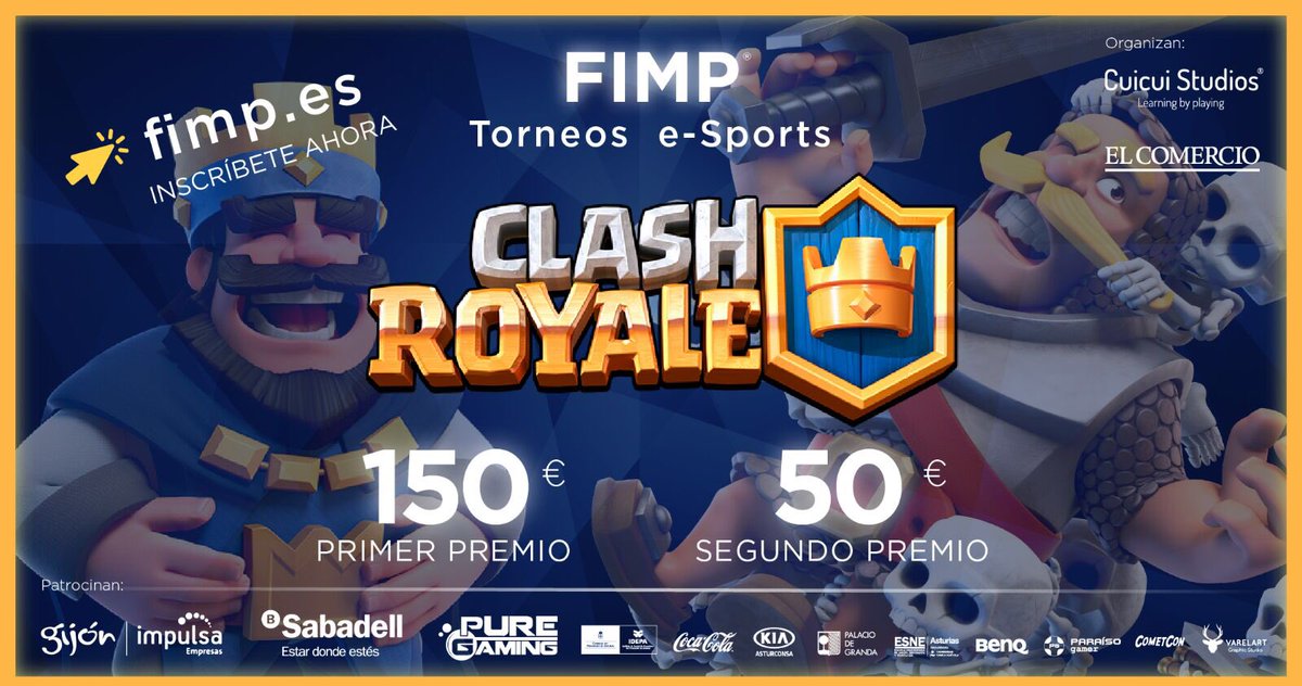 Lo tenemos aquí primer torneo presencial en Gijon-Asturias fimp.es/clashroyale/ <a href="/FIMP_es/">FIMP • Online Edition • 24 y 25 Nov</a> <a href="/RoyaleQueso/">cc</a> <a href="/WithZack__/">¿?</a> <a href="/Alvaro845/">Alvaro845</a> <a href="/DracoRoyale/">Draco Royale</a>