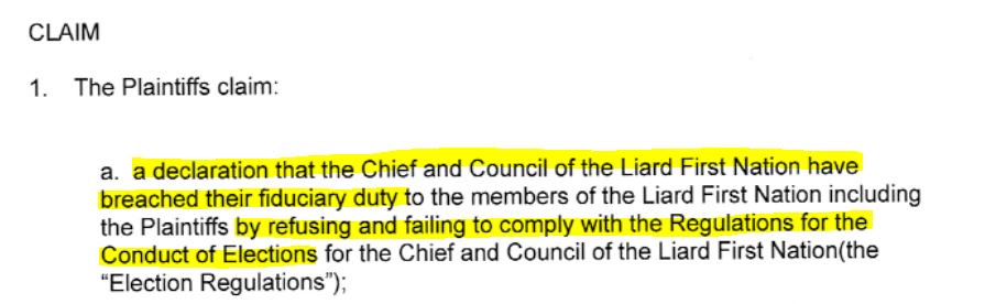 YukonPhilippe's tweet photo. #LiardFirstNation citizens are taking leaders to court over failure to launch elections. Chief and council have 30 days to respond #Ytpoli https://t.co/wGIr7yy6ly