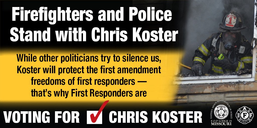 MSCFF_MO's tweet image. @Koster4Missouri Stands with Missouri First Responders; the @MSCFF_MO and @MissouriFOP Stand with Koster as our next Governor.