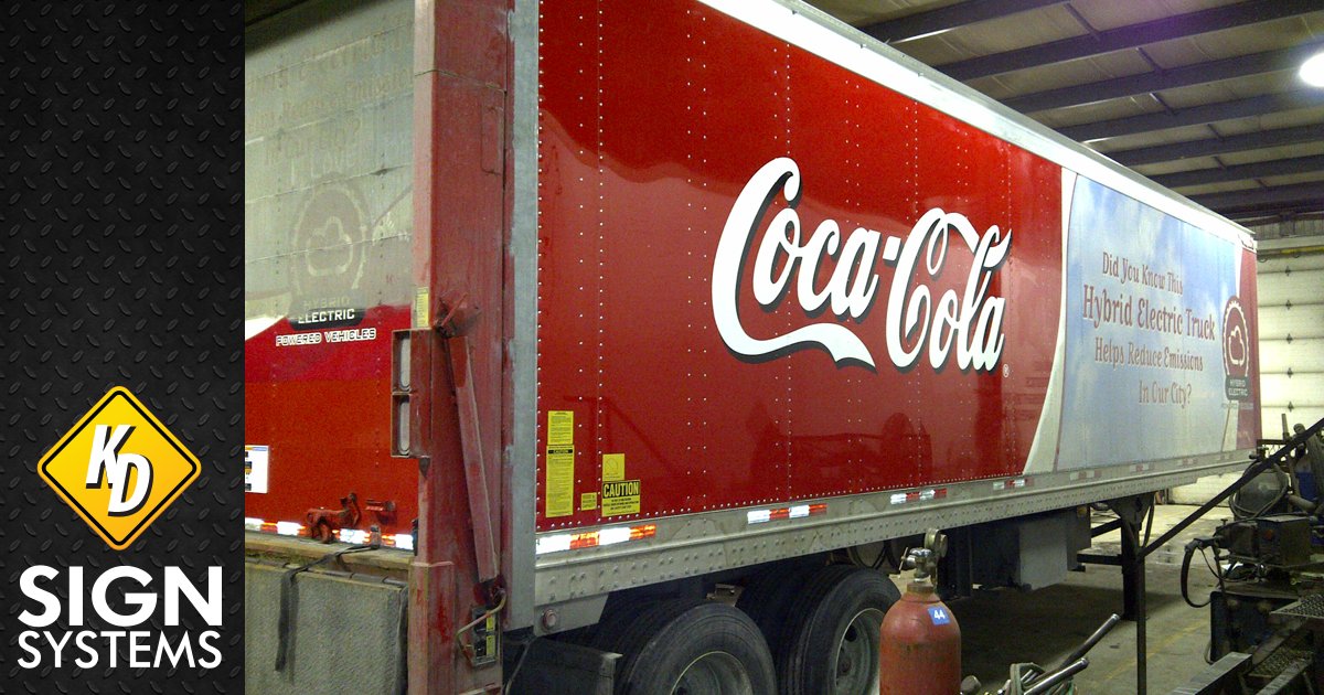 KdSigns's tweet image. 53 feet of #wrapped #goodness! #cocacola trailer wrap. Print and installation by KD Sign Systems.